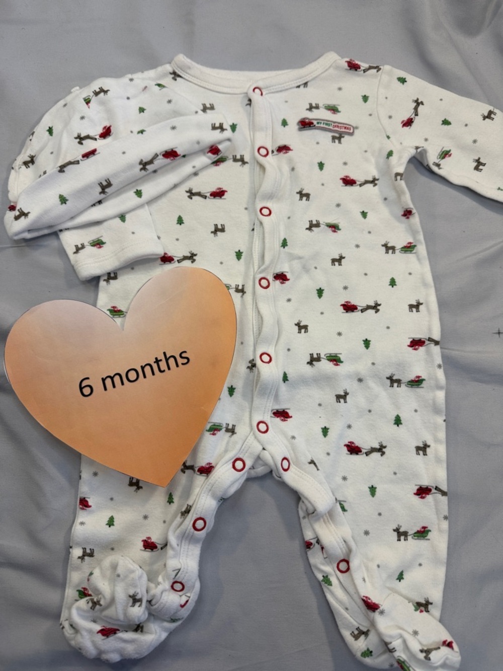 Carter's - Cozy White and Red Baby One Piece Sleeper/Footie Set